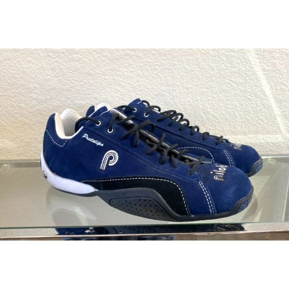 Piloti Driving Shoes Mens Size 8 Blue Suede Leather Prototipo Lace Up Sneakers